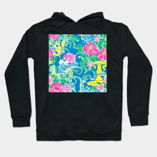 Roses, fountains and scrolls seamless pattern Hoodie